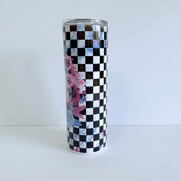 Checkered Racing Girl 20oz Skinny Tumbler - Picture 3 of 4